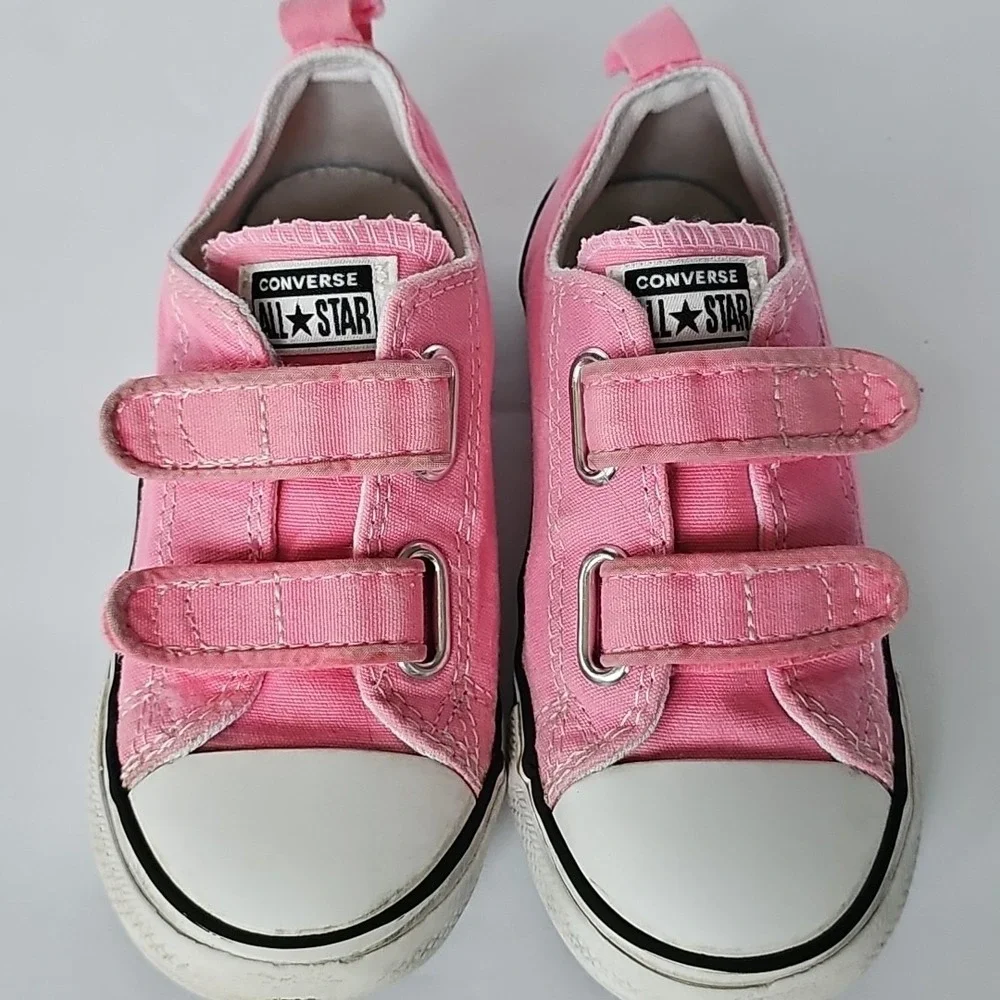 Kids Toddler Converse Low Top Pink Double Strap Closure Us Sz 10 - 1852